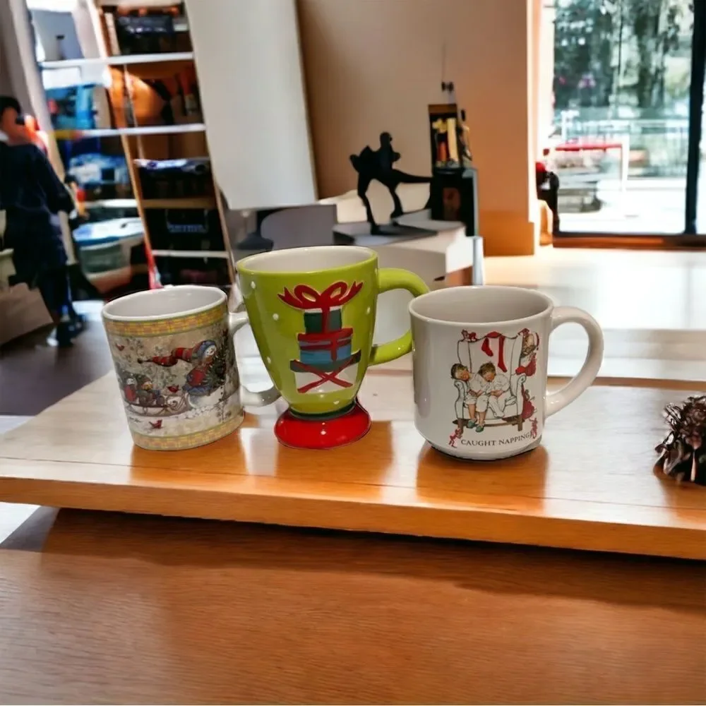 Vintage christmas mugs ceramic, excellent quality mug  gifts gift basket party